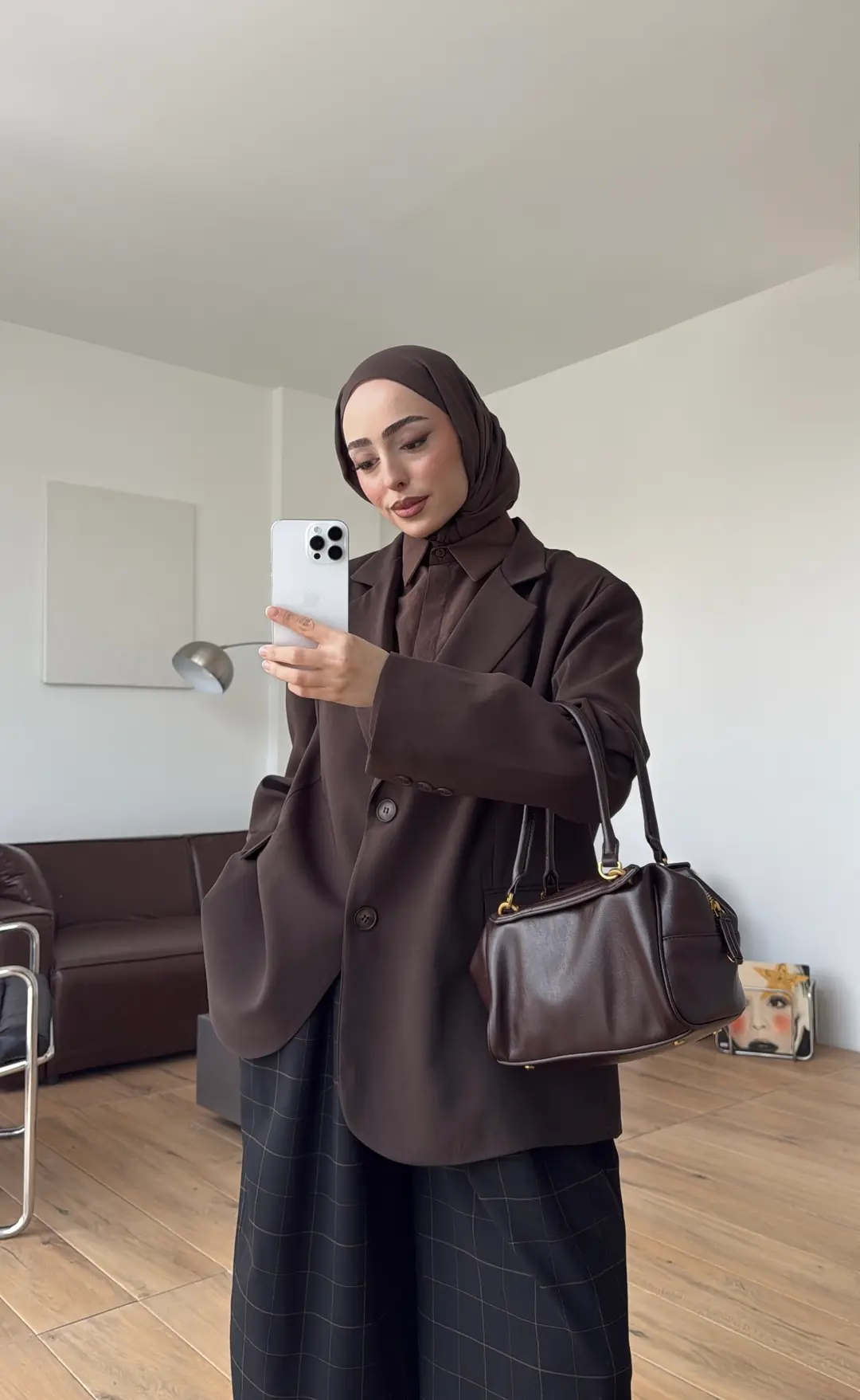 Oversize Çift Düğmeli Ceket Kahve