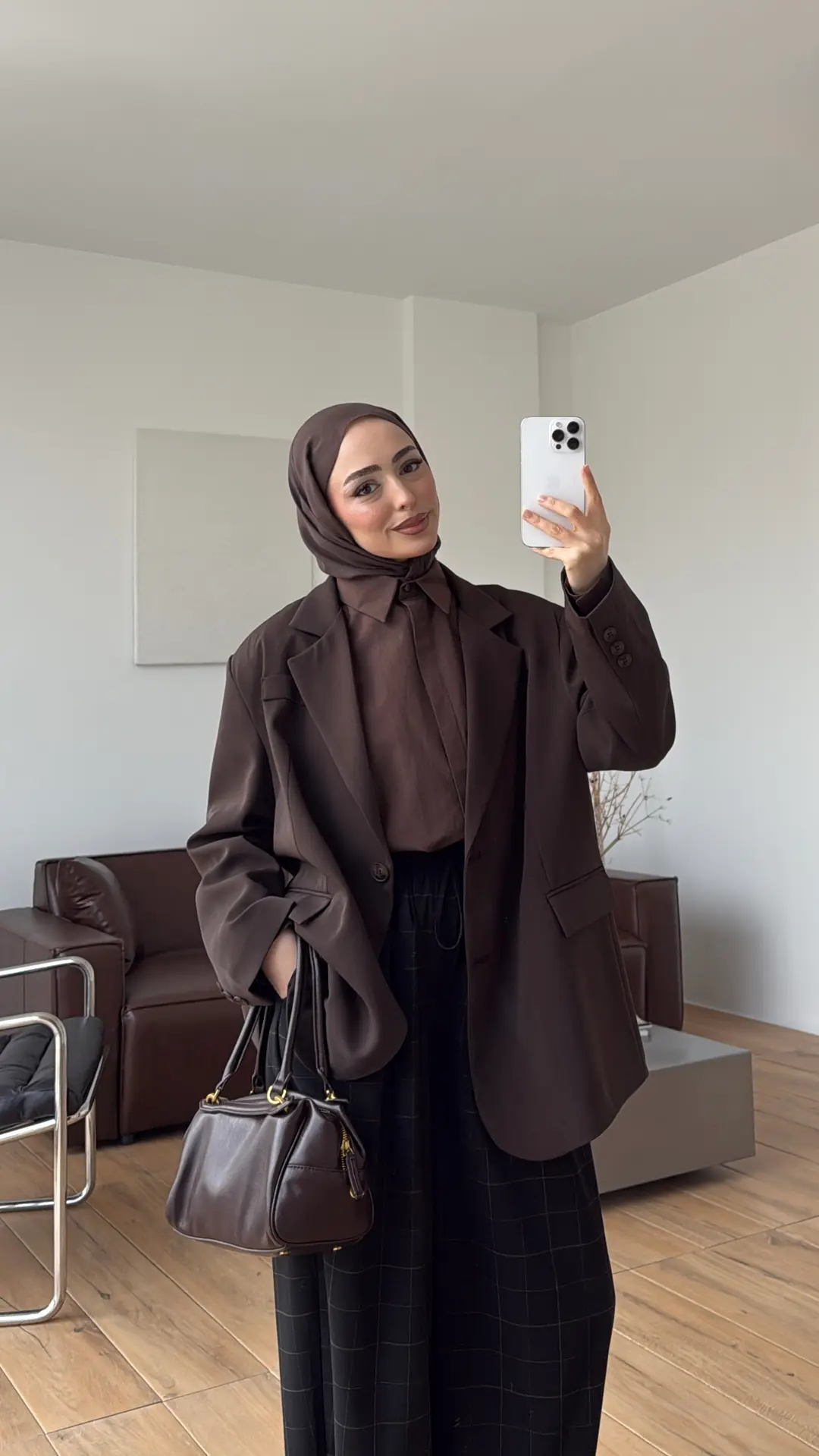 Oversize Çift Düğmeli Ceket Kahve