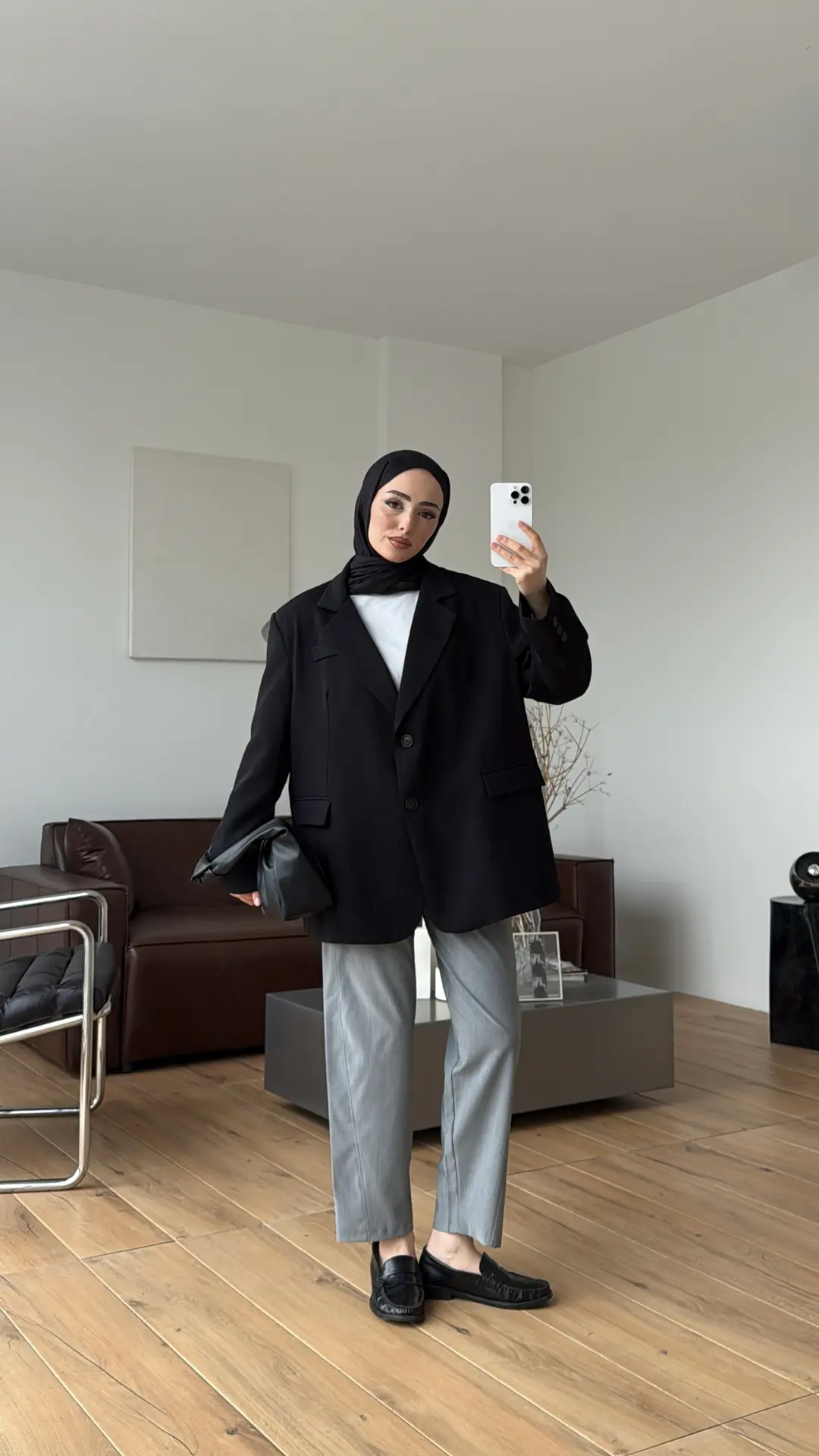 Oversize Çift Düğmeli Ceket Siyah