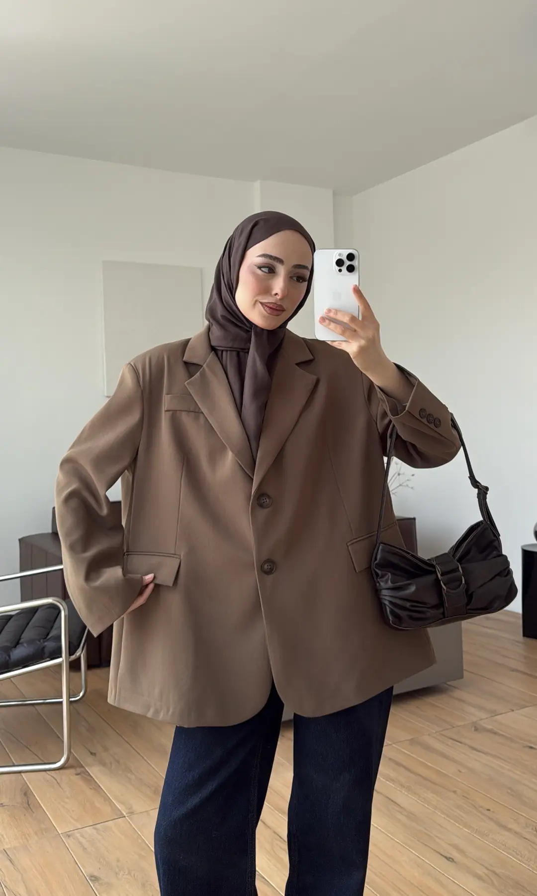 Oversize Çift Düğmeli Ceket Haki