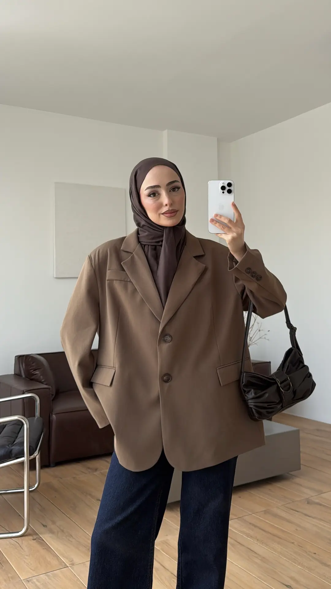 Oversize Çift Düğmeli Ceket Haki