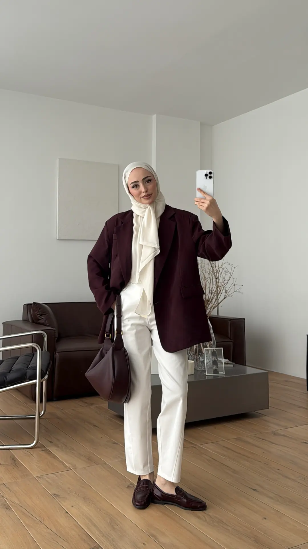 Oversize Çift Düğmeli Ceket Mürdüm