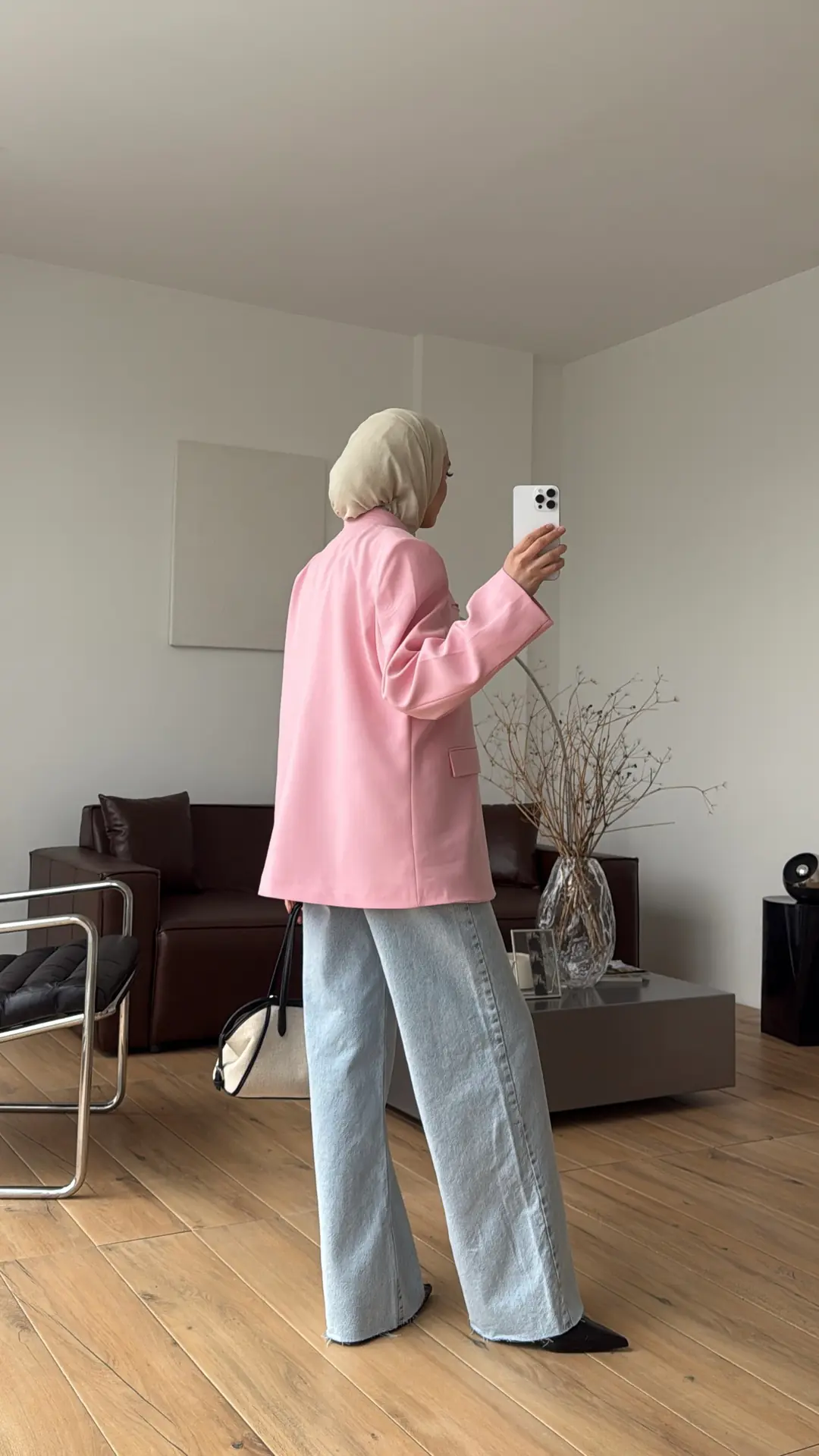 Yakası Düğmeli Dik Yaka Ceket Pembe