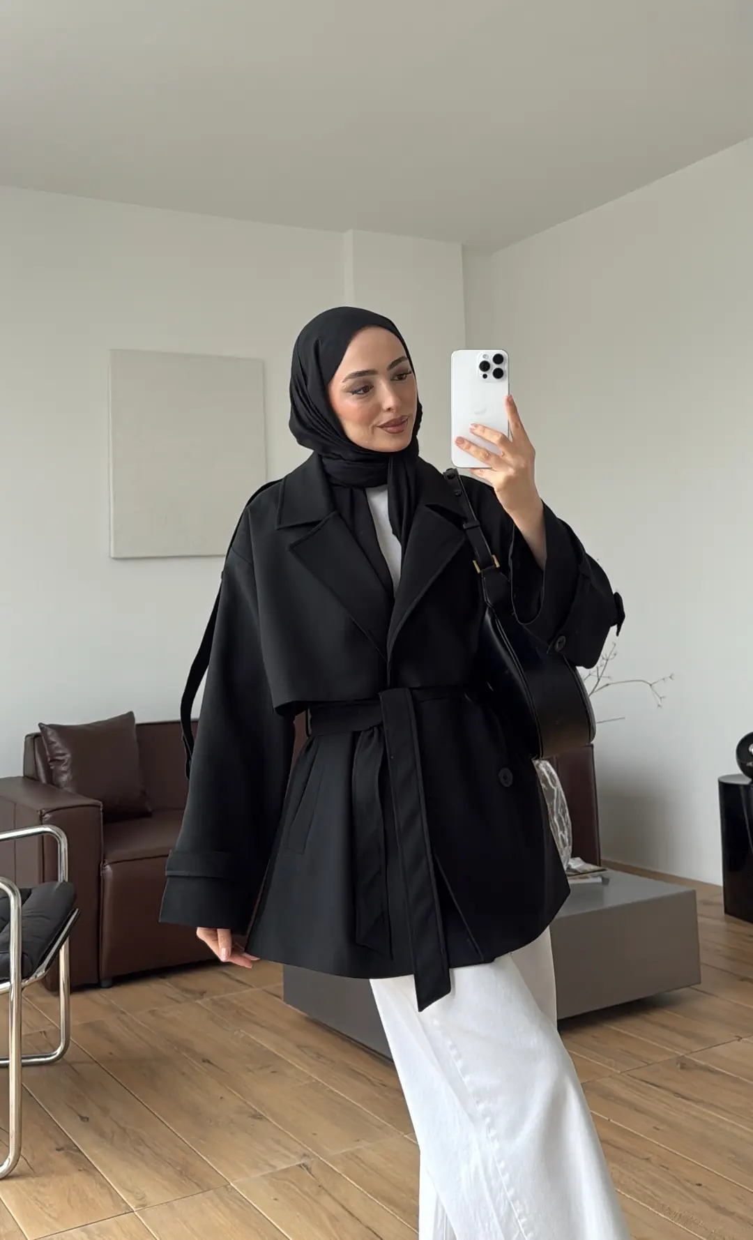 Kısa Trenç Siyah