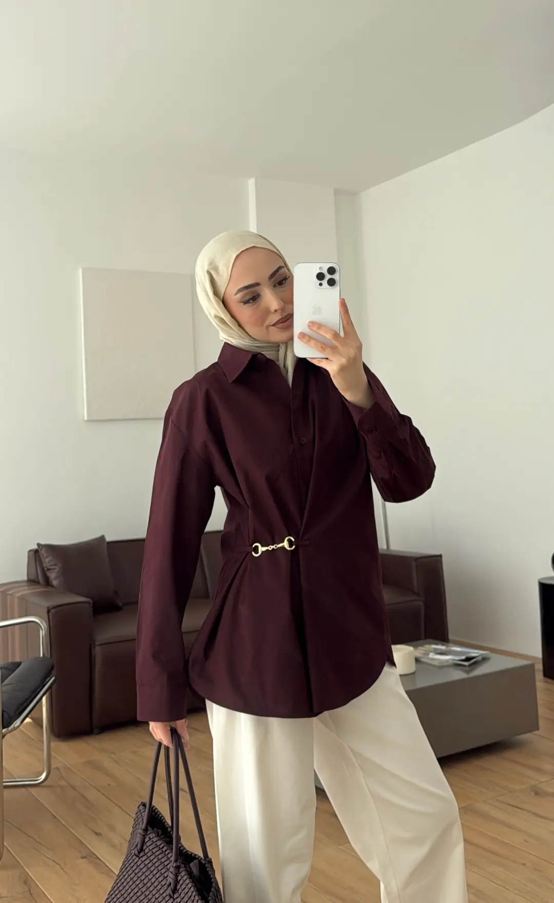 Tokalı Gömlek Mürdüm