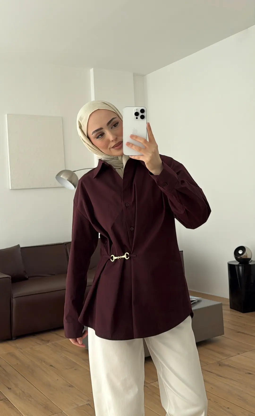 Tokalı Gömlek Mürdüm