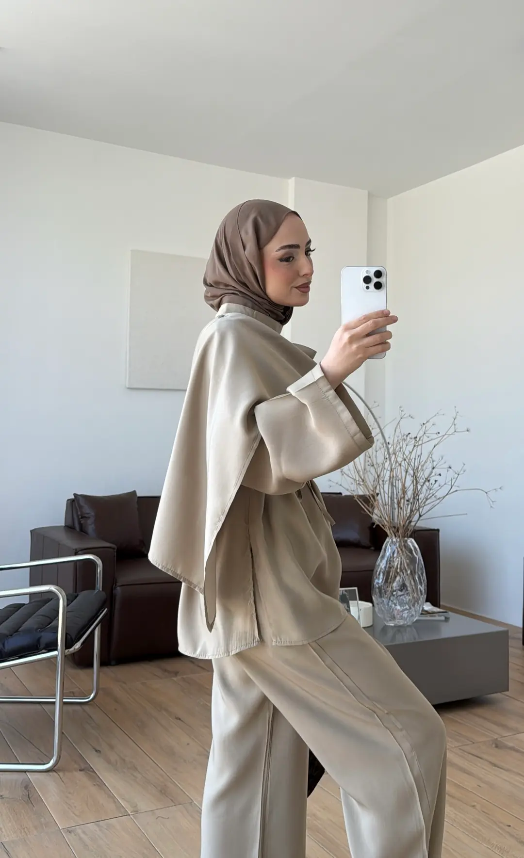 Şal Detay Pantolon Takım Çağla