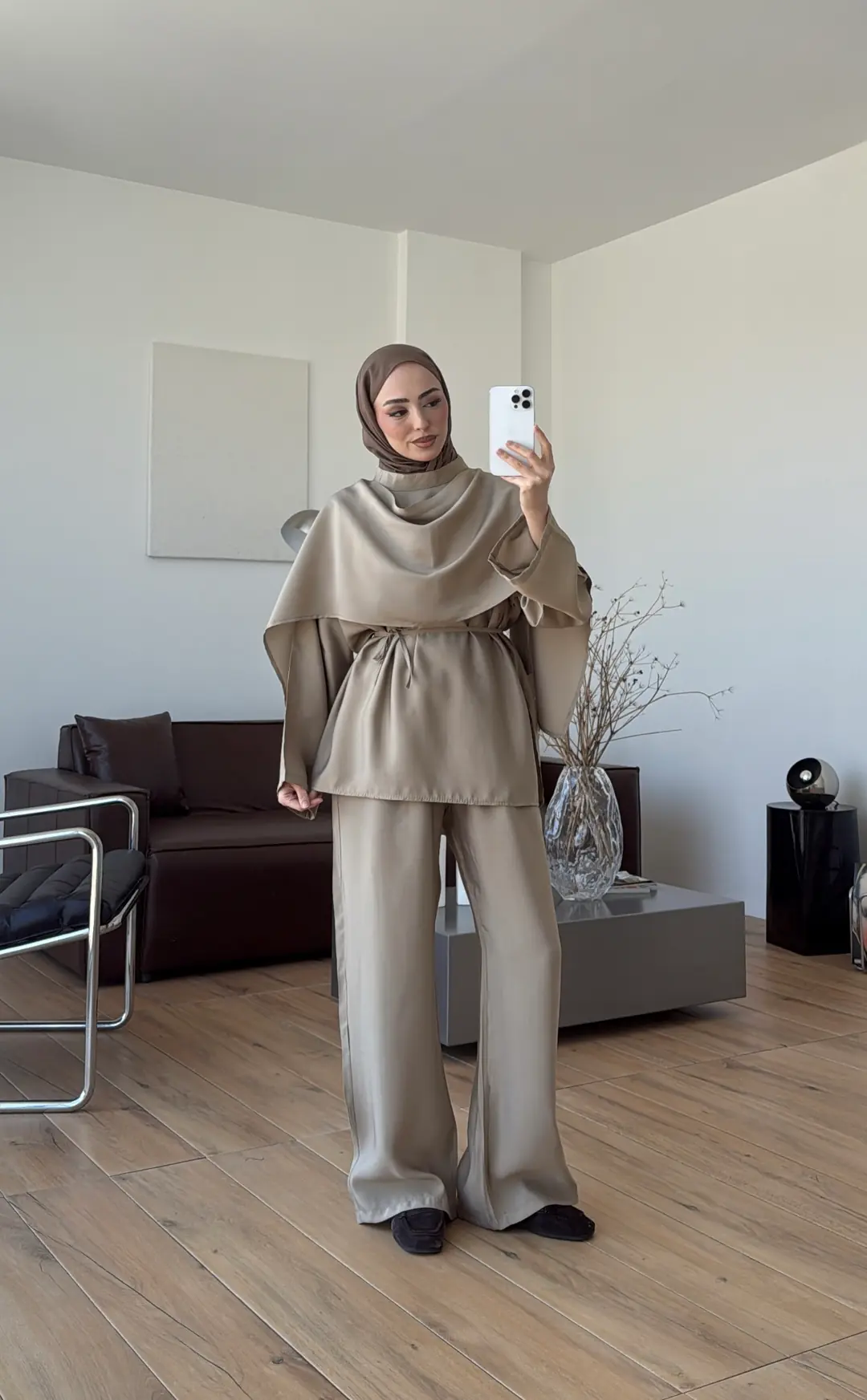Şal Detay Pantolon Takım Çağla