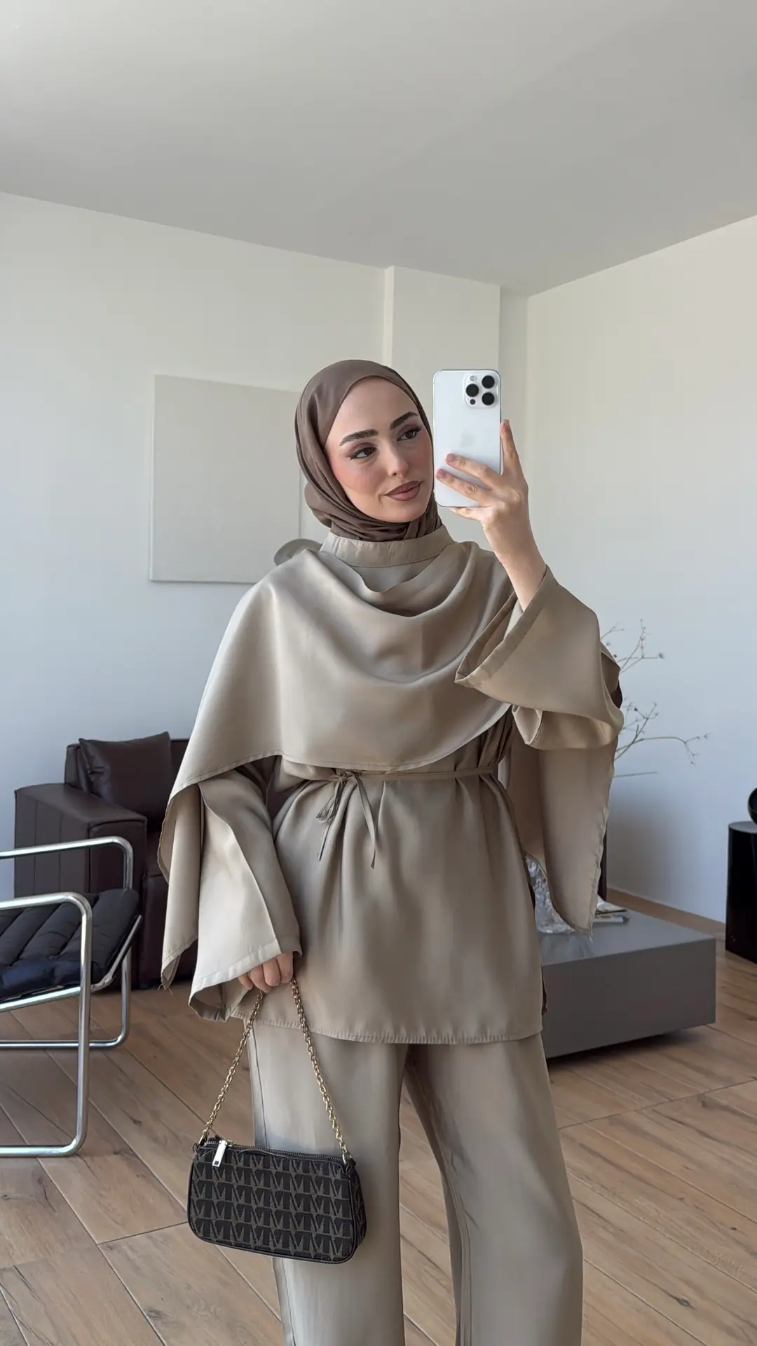Şal Detay Pantolon Takım Çağla