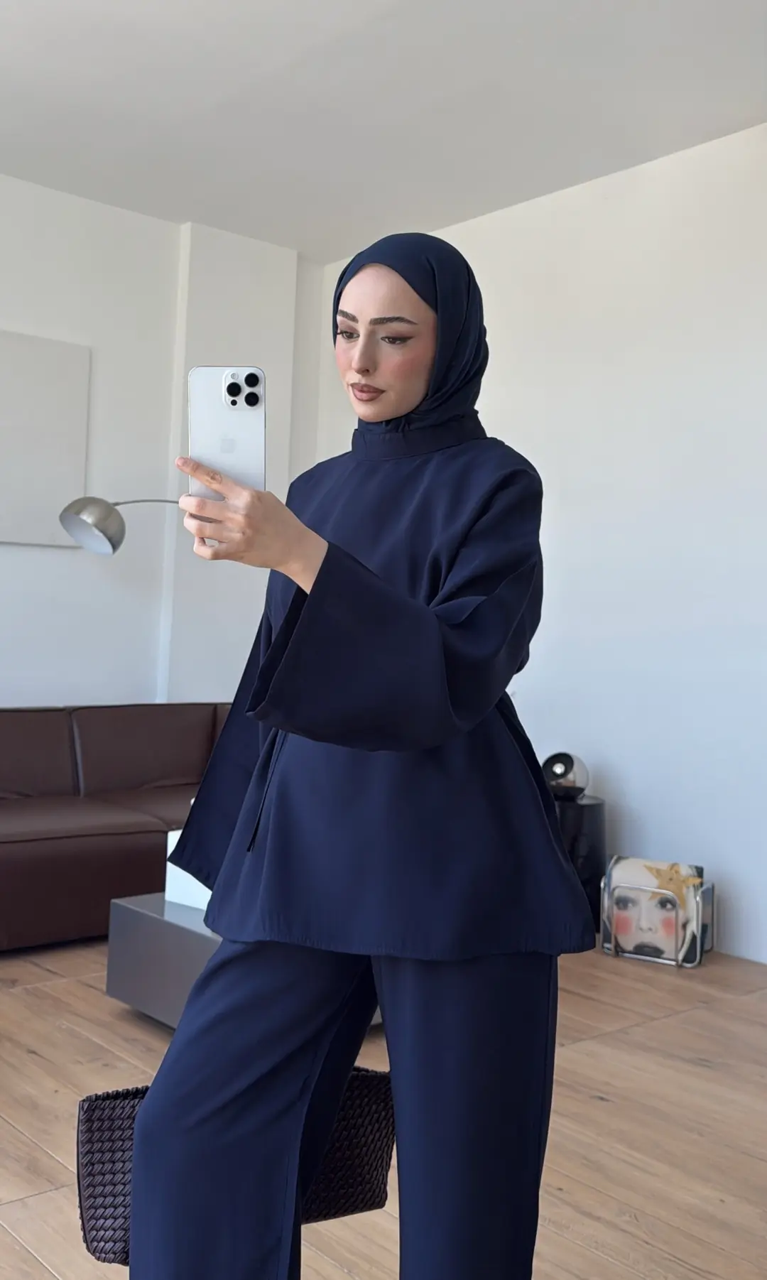 Şal Detay Pantolon Takım Lacivert