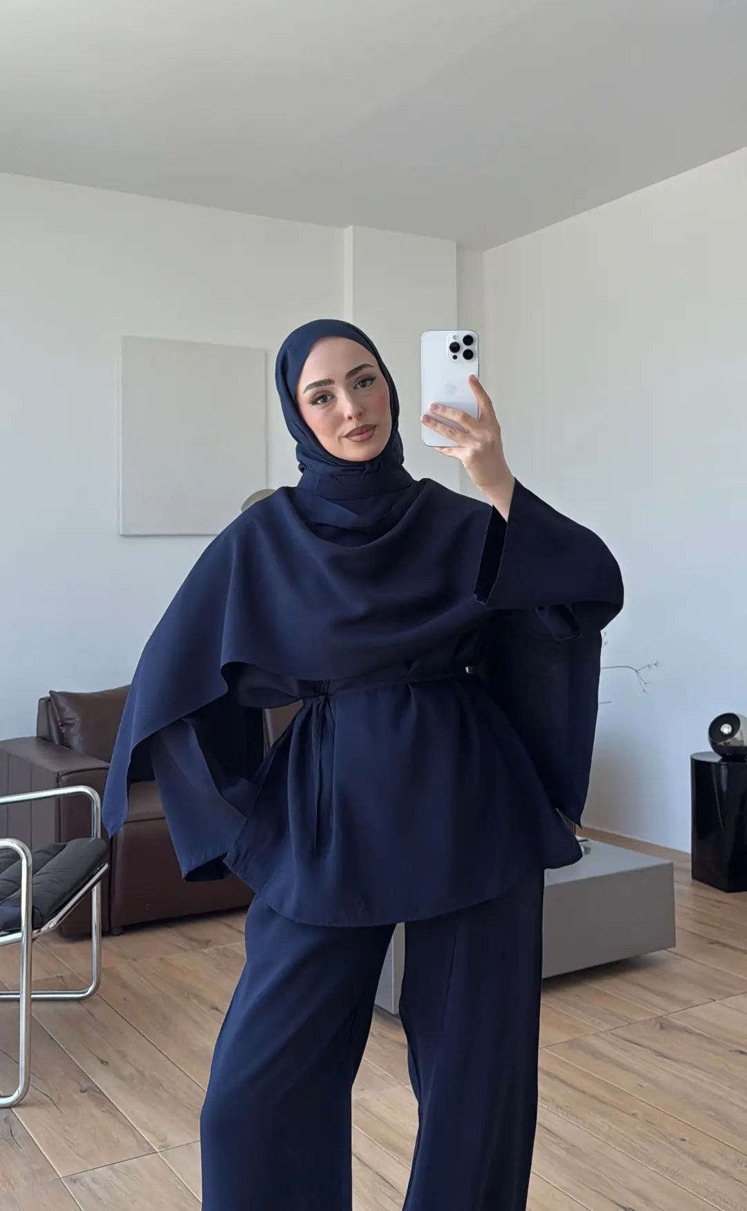 Şal Detay Pantolon Takım Lacivert