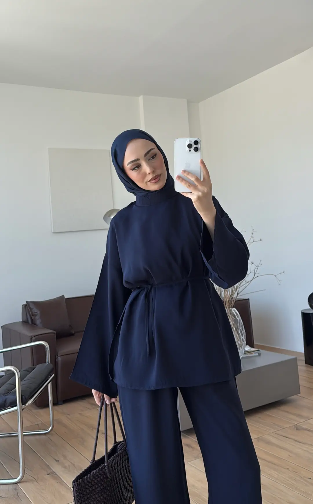Şal Detay Pantolon Takım Lacivert