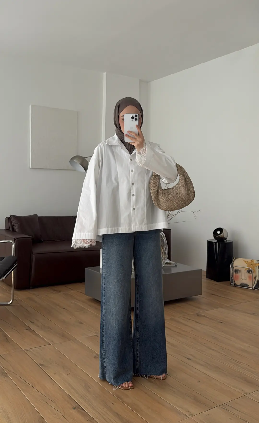 Dantelli Boxfit Gömlek Beyaz