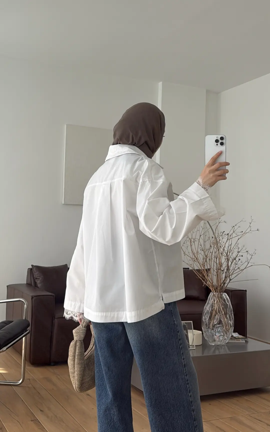 Dantelli Boxfit Gömlek Beyaz