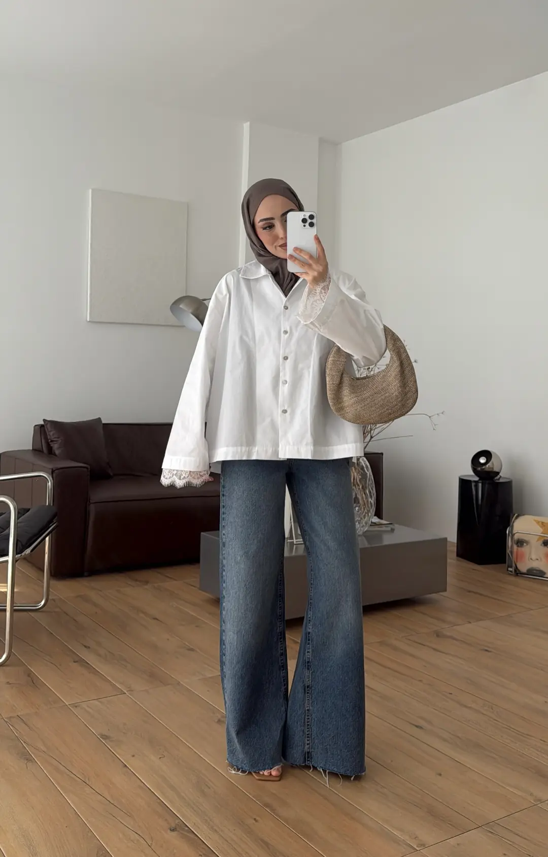 Dantelli Boxfit Gömlek Beyaz