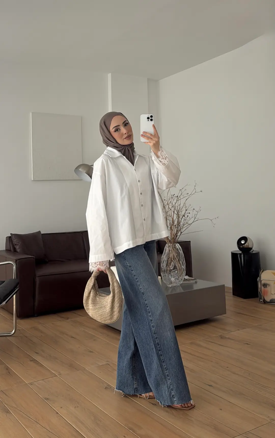 Dantelli Boxfit Gömlek Beyaz