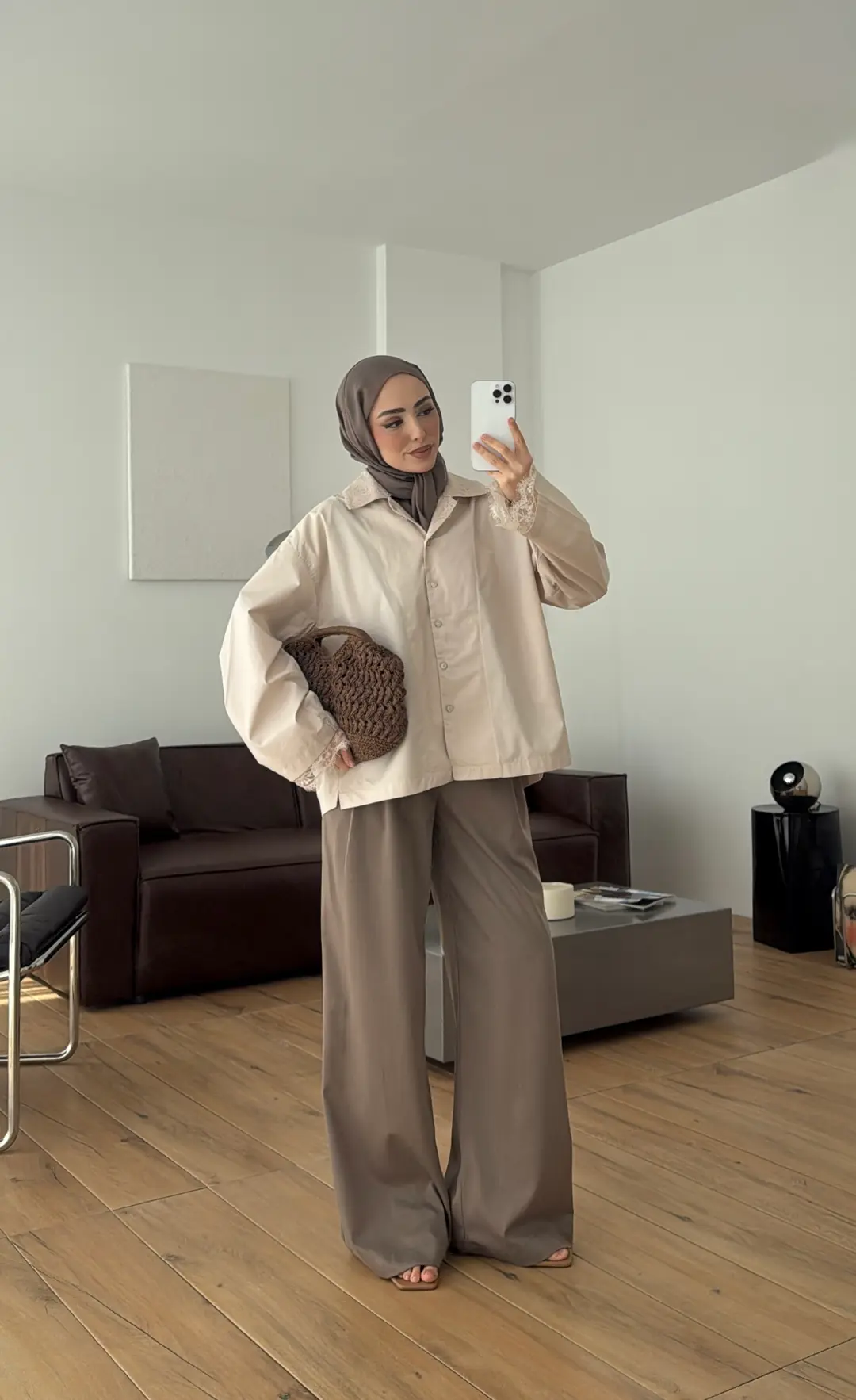 Dantelli Boxfit Gömlek Bej