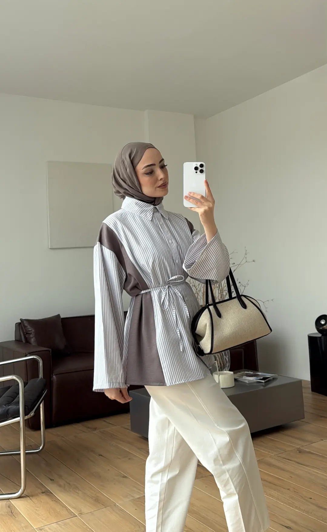 Garnili Bagcıklı Gömlek Vizon