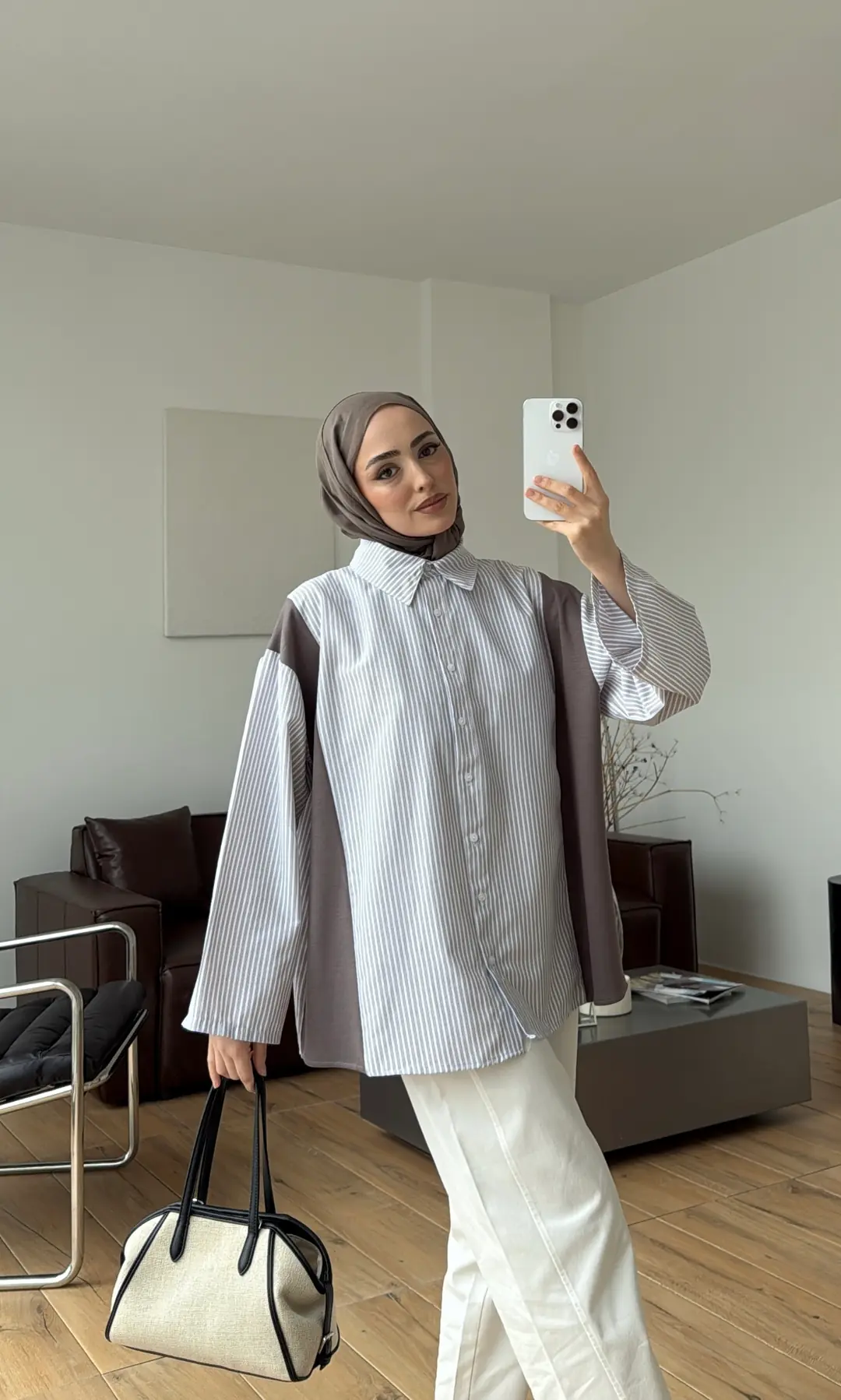 Garnili Bagcıklı Gömlek Vizon