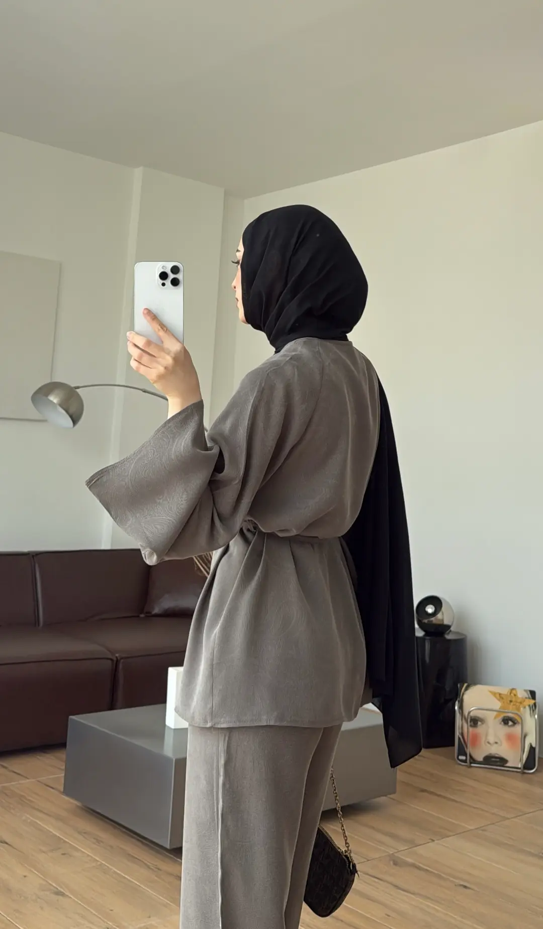Önü Düğme Detaylı Takım Vizon 