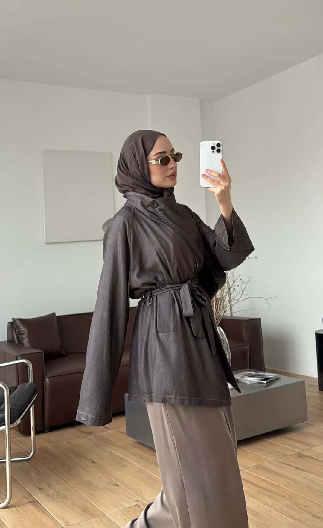 Salaş Yıkamalı Tencel Ceket Kahve