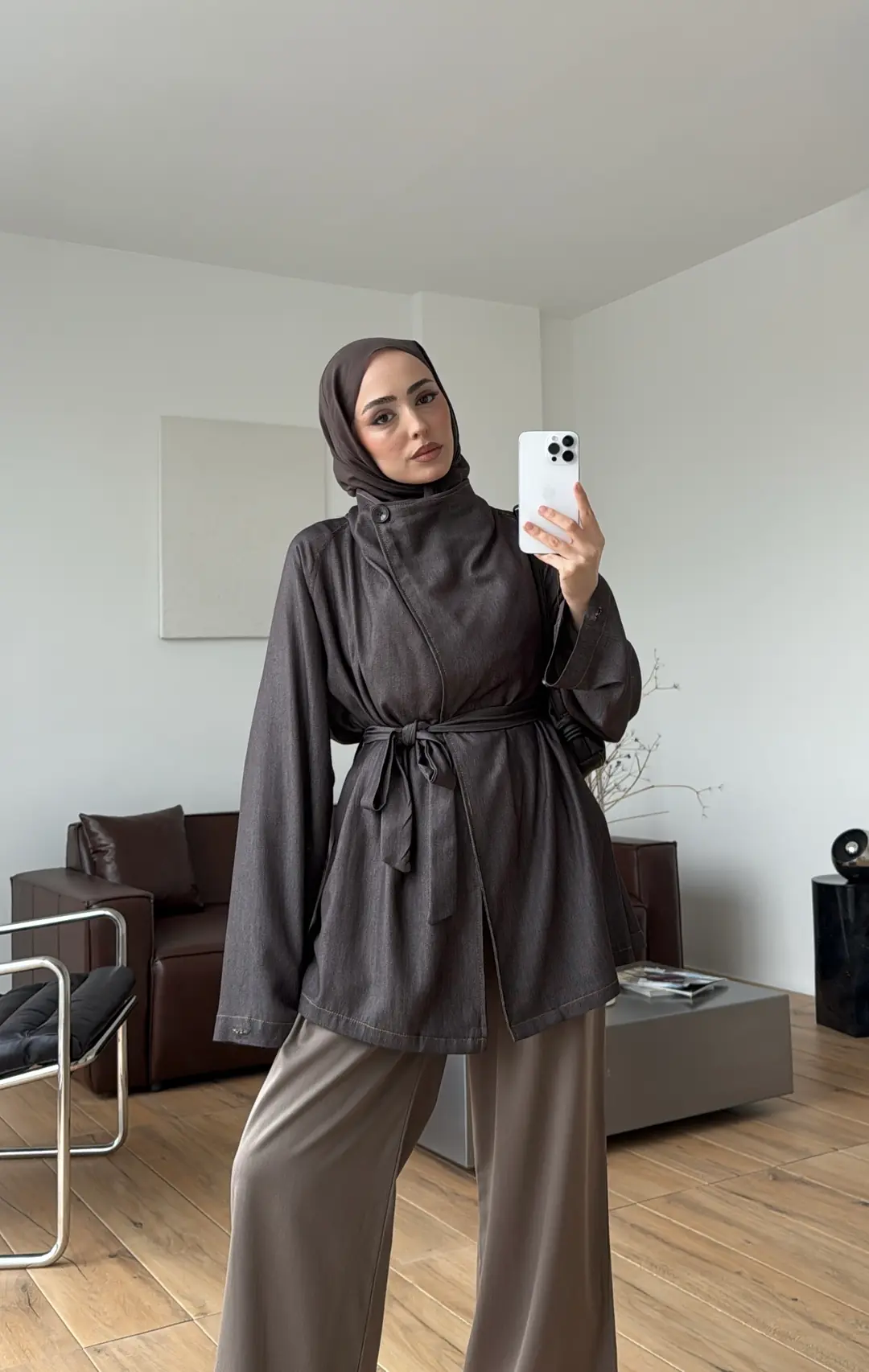 Salaş Yıkamalı Tencel Ceket Kahve