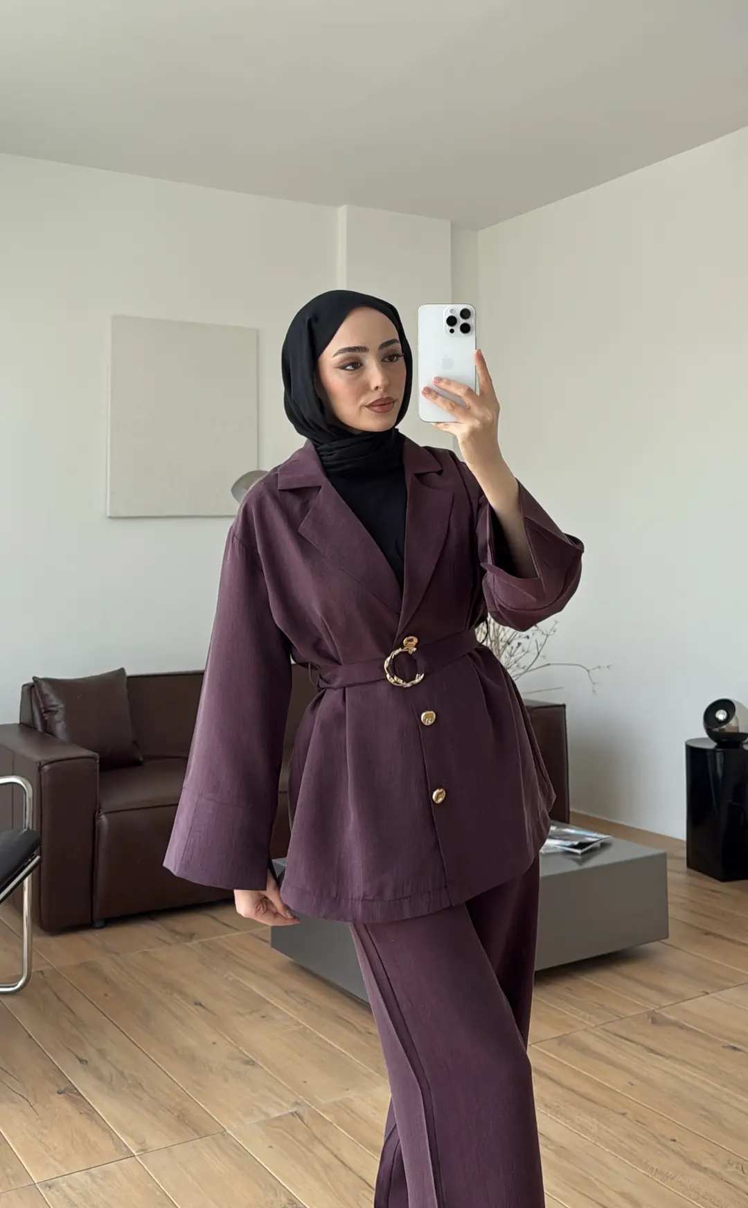 Toka Detay Tunik Takım Mürdüm