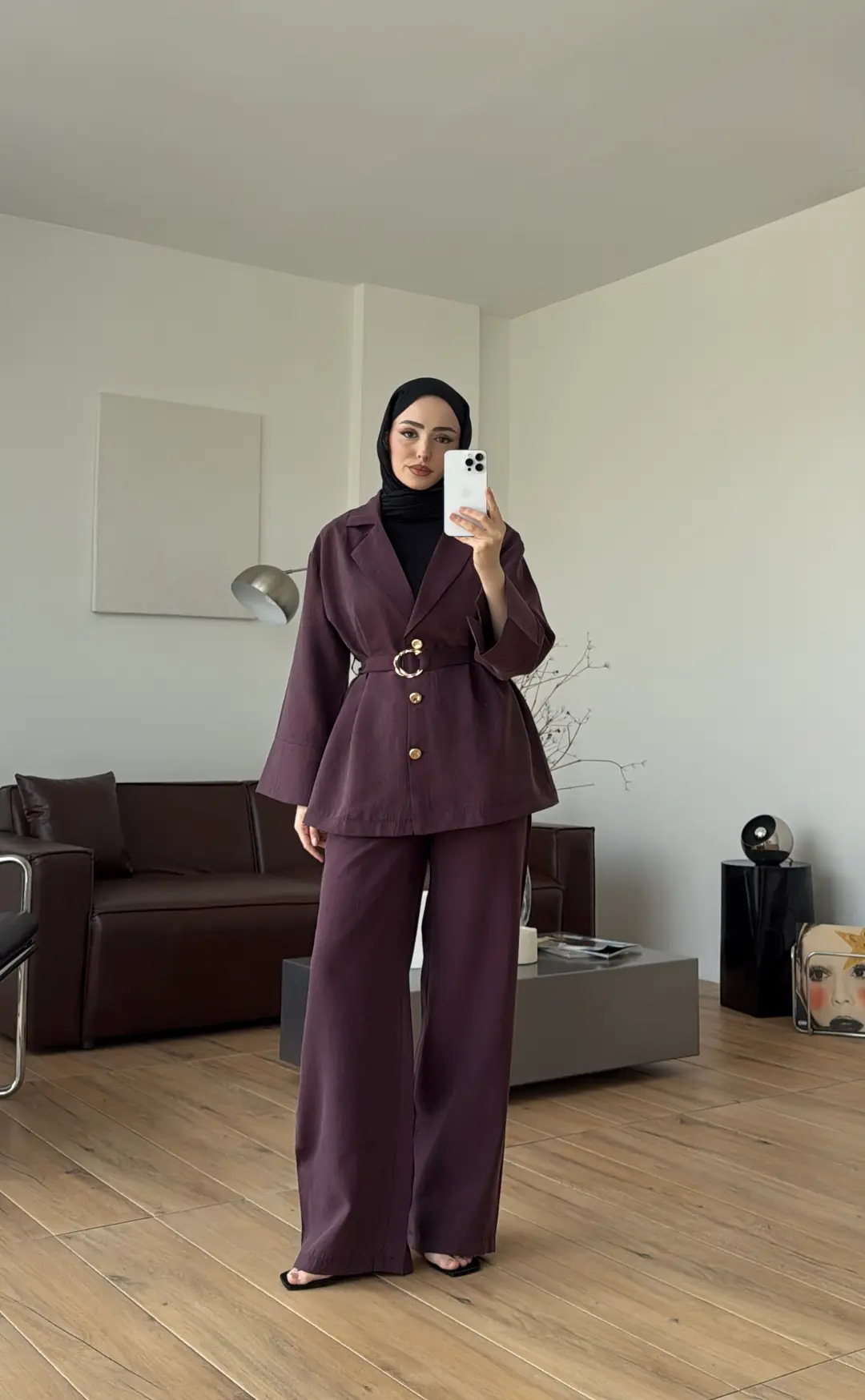 Toka Detay Tunik Takım Mürdüm