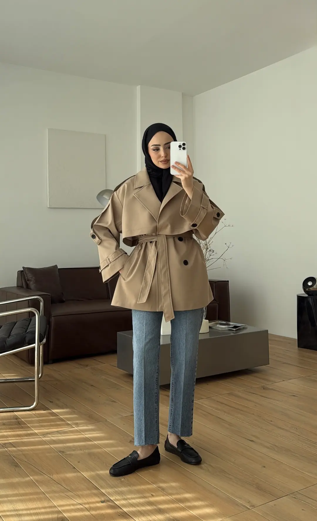 Kısa Trenç Camel