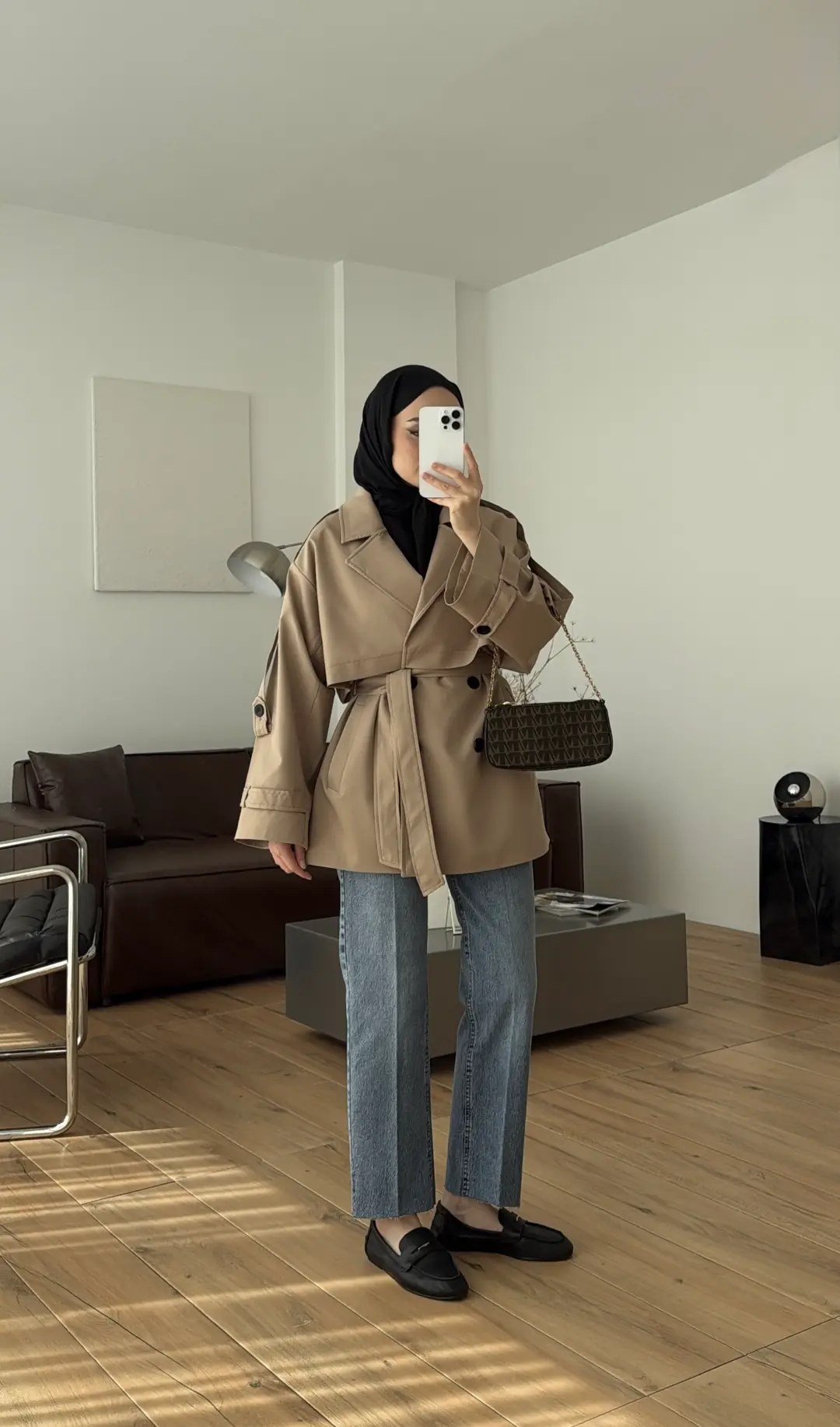 Kısa Trenç Camel