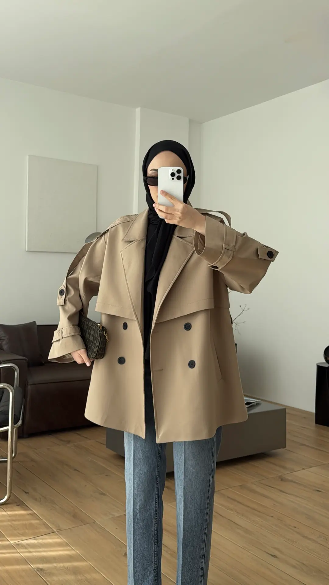 Kısa Trenç Camel