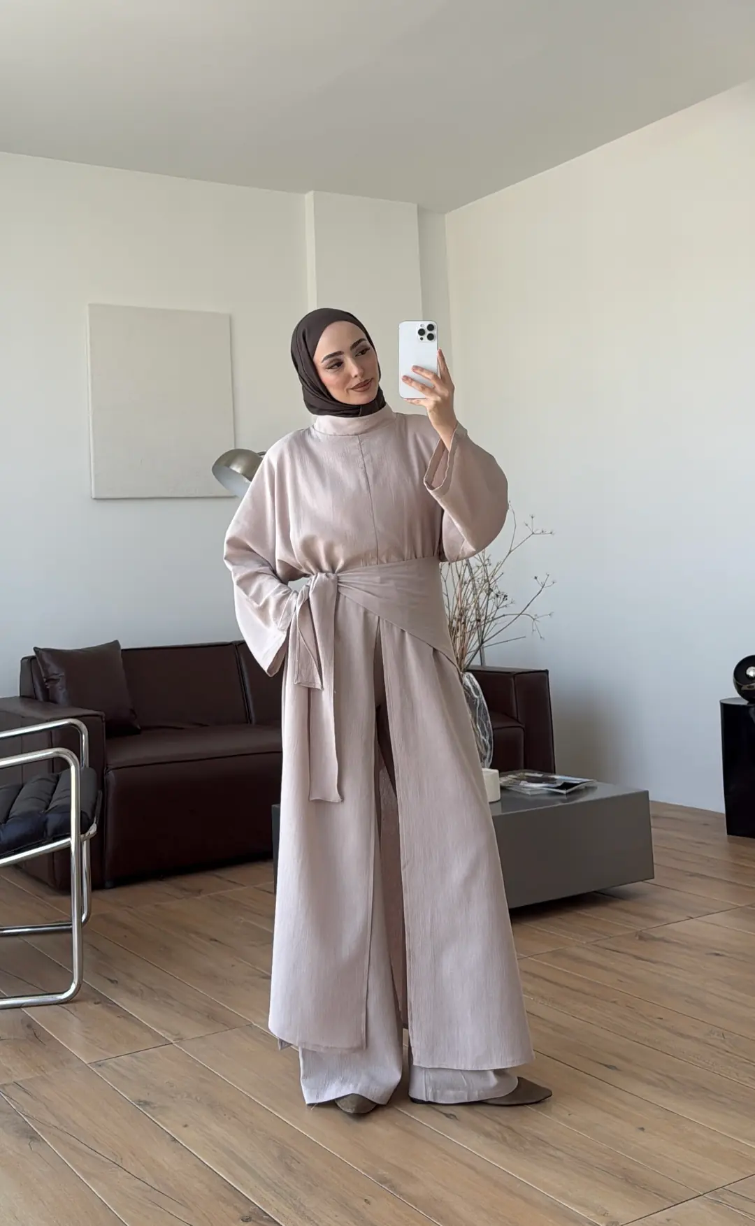 Sofia Keten Takım Bej