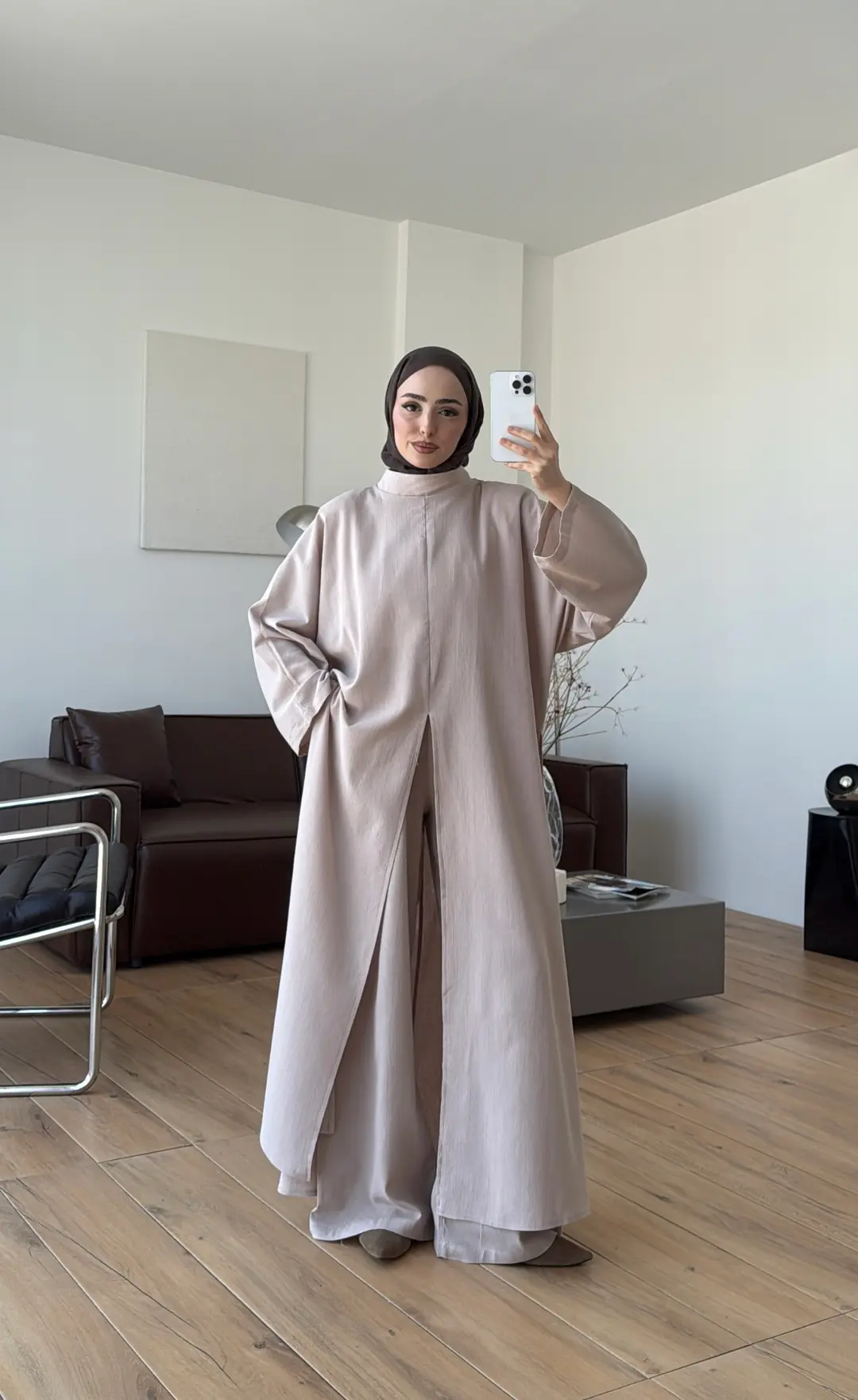 Sofia Keten Takım Bej