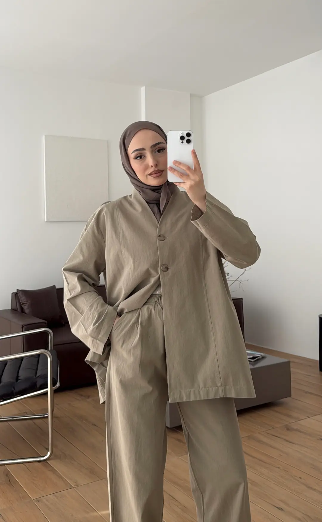 Çift Düğmeli Ceket/Gömlek Takım Vizon