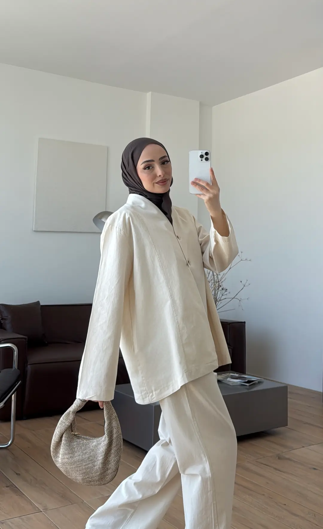 Çift Düğmeli Ceket/Gömlek Takım Natural