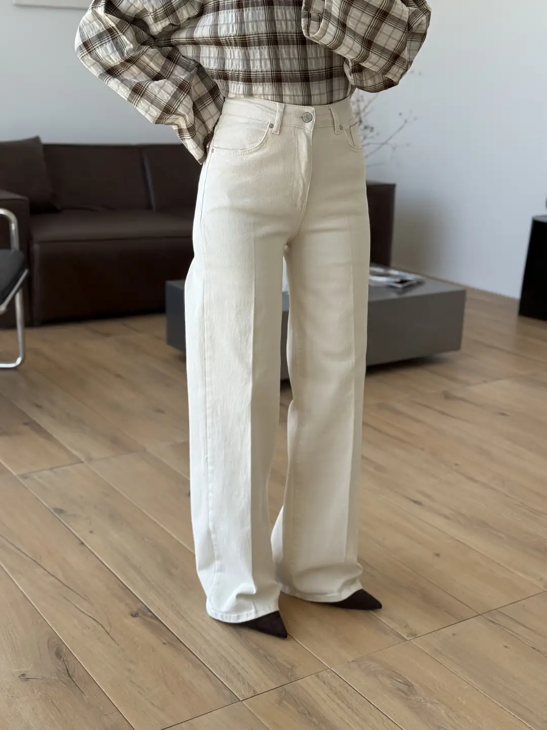 Tam Boy Full Likralı Bej Jean