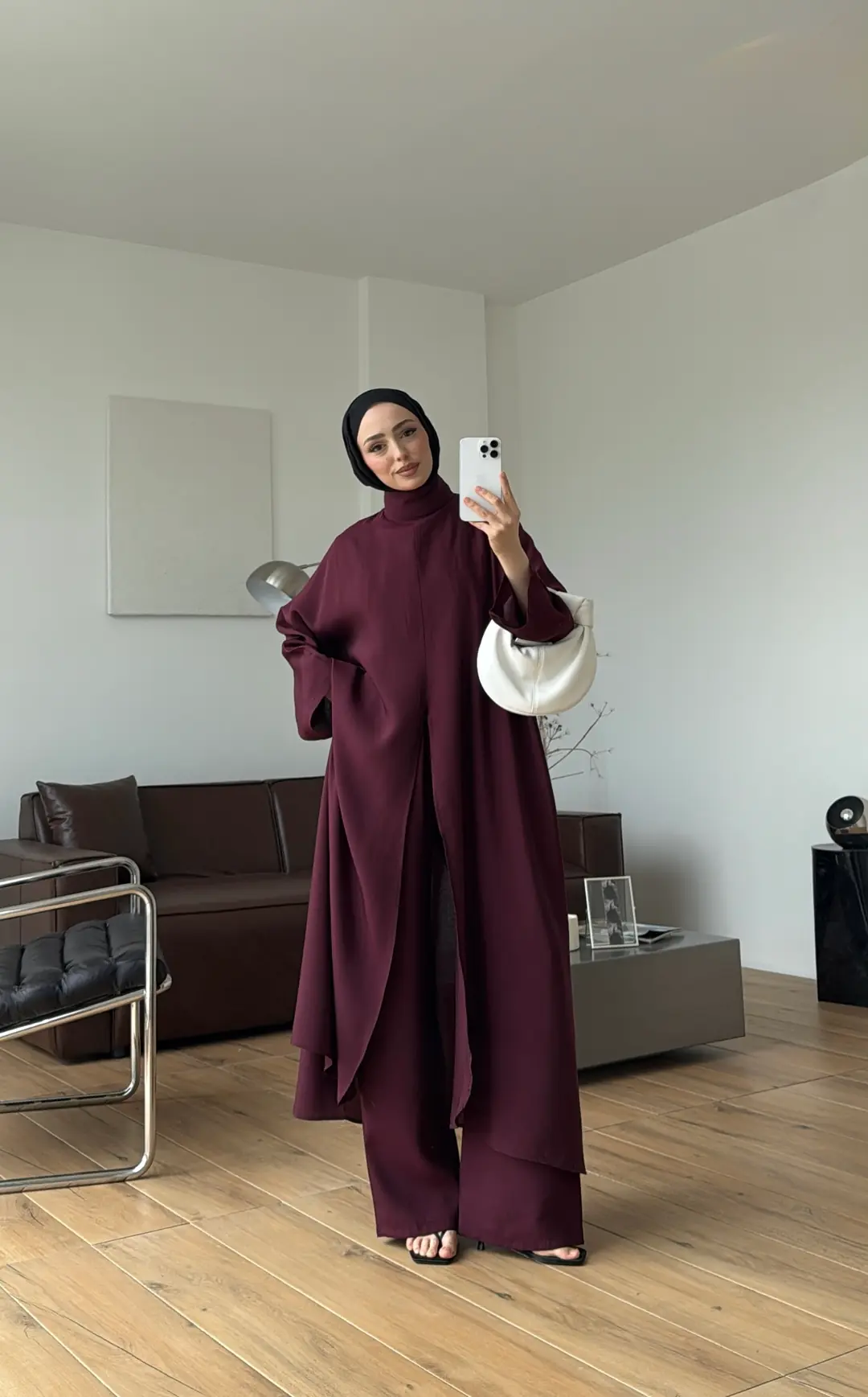 Sofia Yırtmaç Detay Takım Bordo