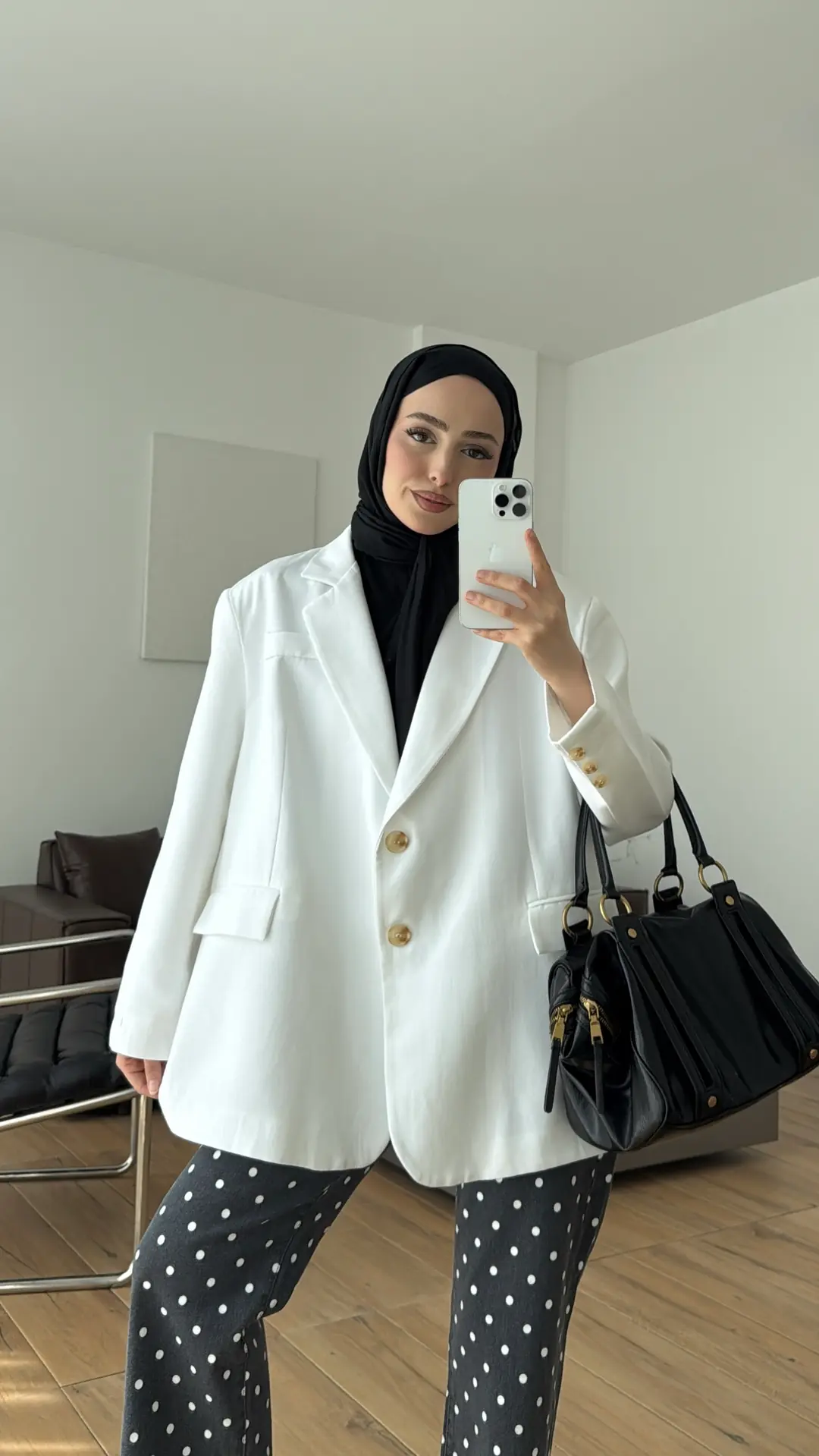 Oversize Keten Ceket Beyaz