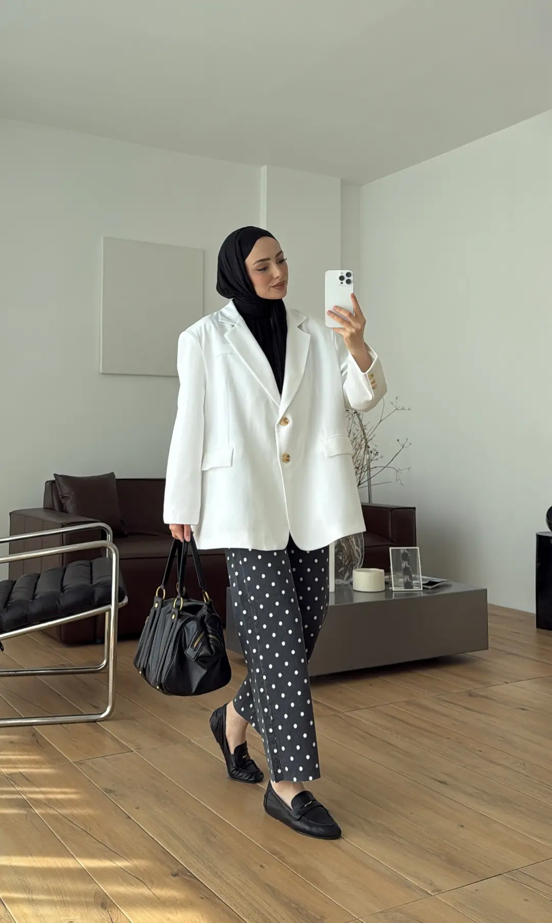 Oversize Keten Ceket Beyaz