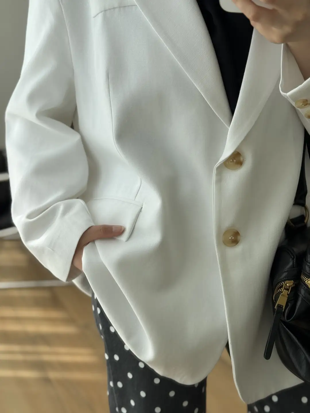 Oversize Keten Ceket Beyaz