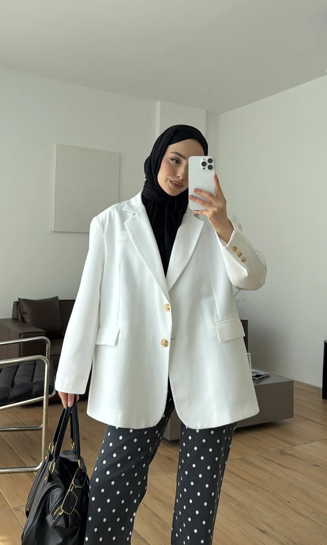 Oversize Keten Ceket Beyaz