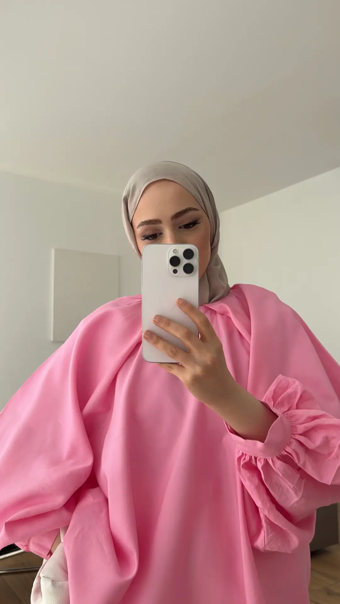 Balon Kol Tek Pile Detay Bluz Pembe