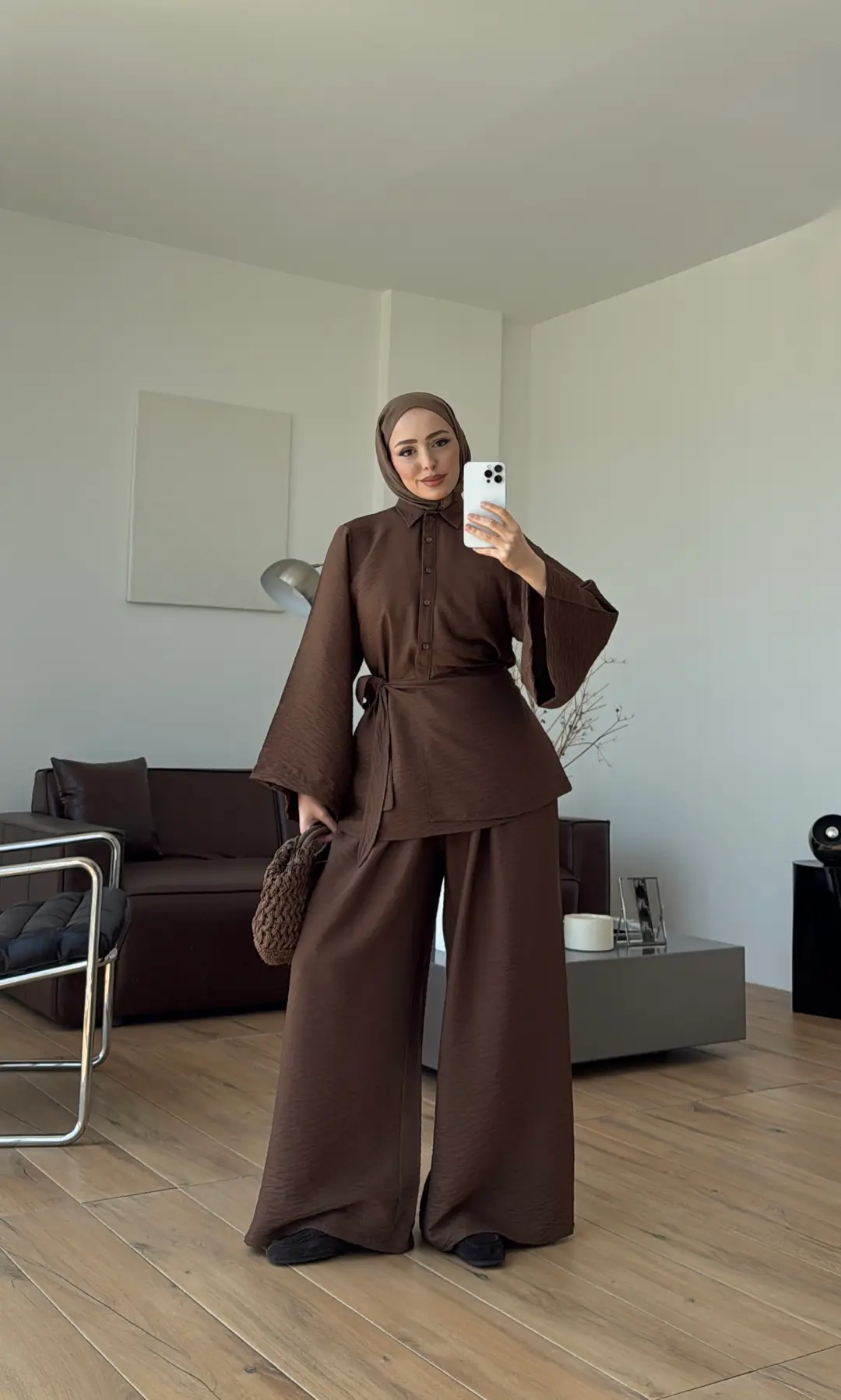 Risa Bel Detay Takım Kahve 