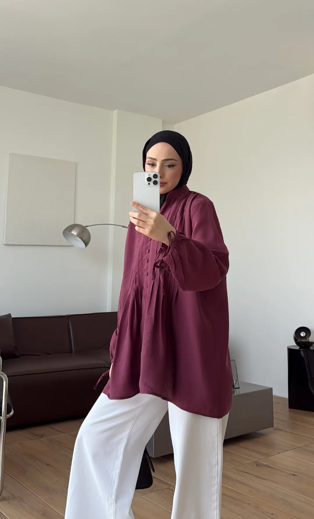 Nervürlü Tensel Tunik Gül Kurusu