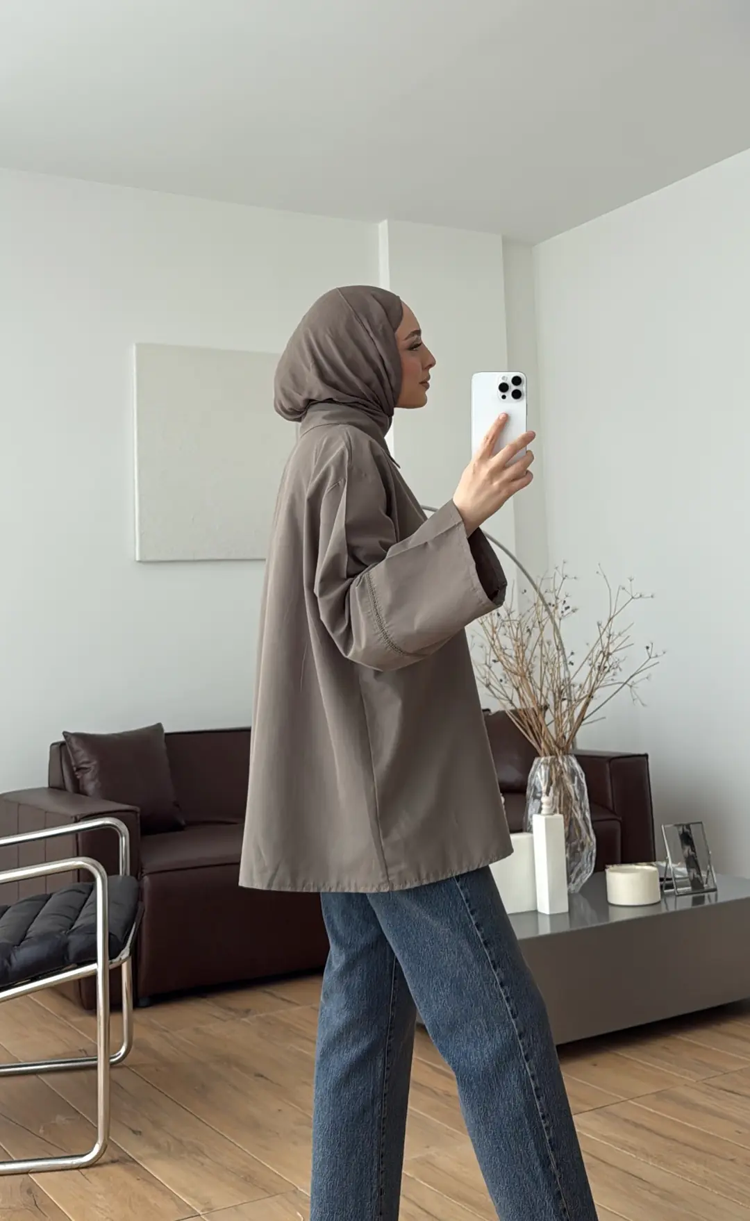 Dantel Geçişli Poplin Gömlek Haki