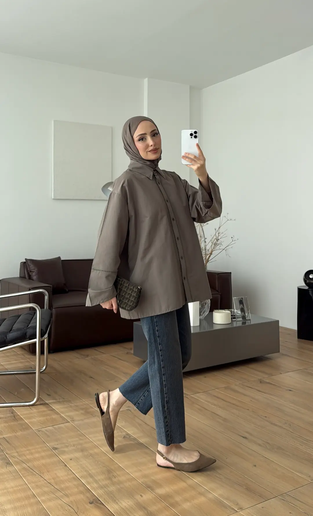 Dantel Geçişli Poplin Gömlek Haki