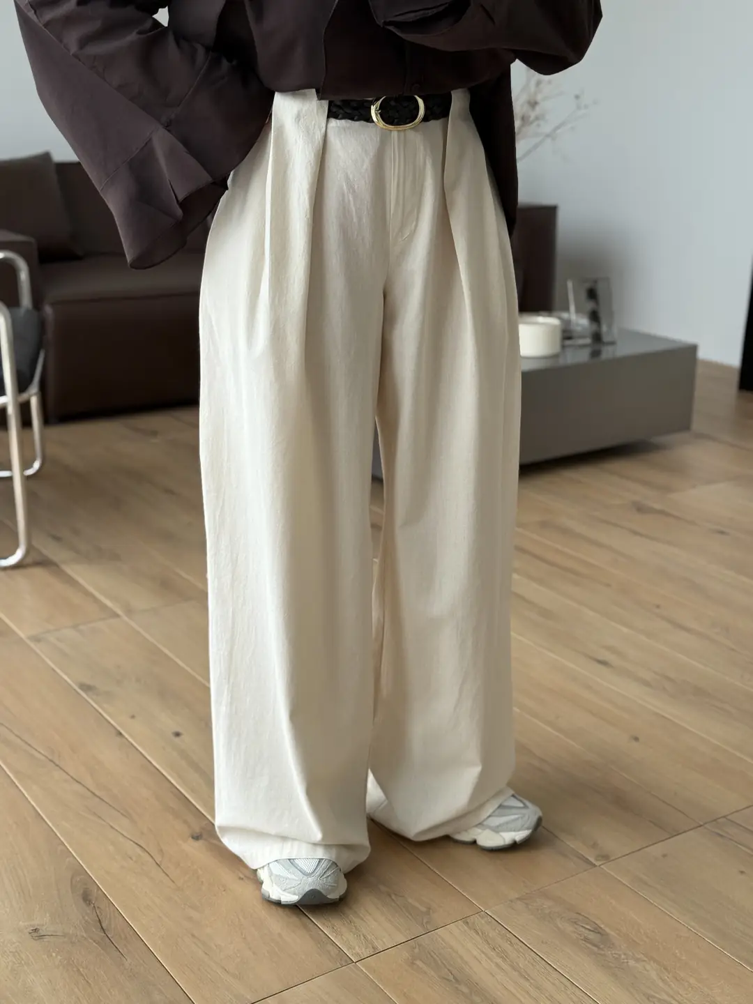 Kemerli Keten Pantolon Natural