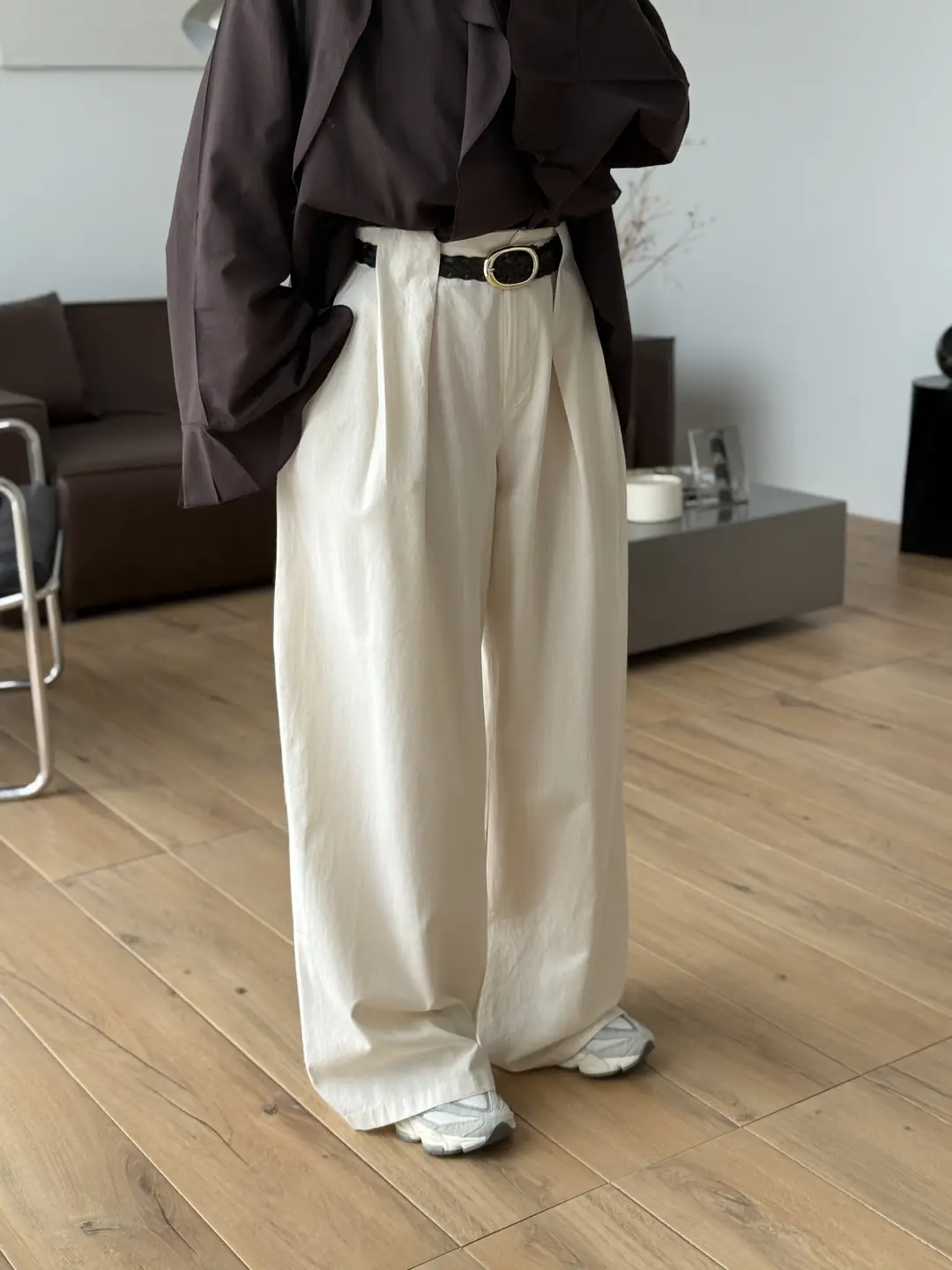 Kemerli Keten Pantolon Natural