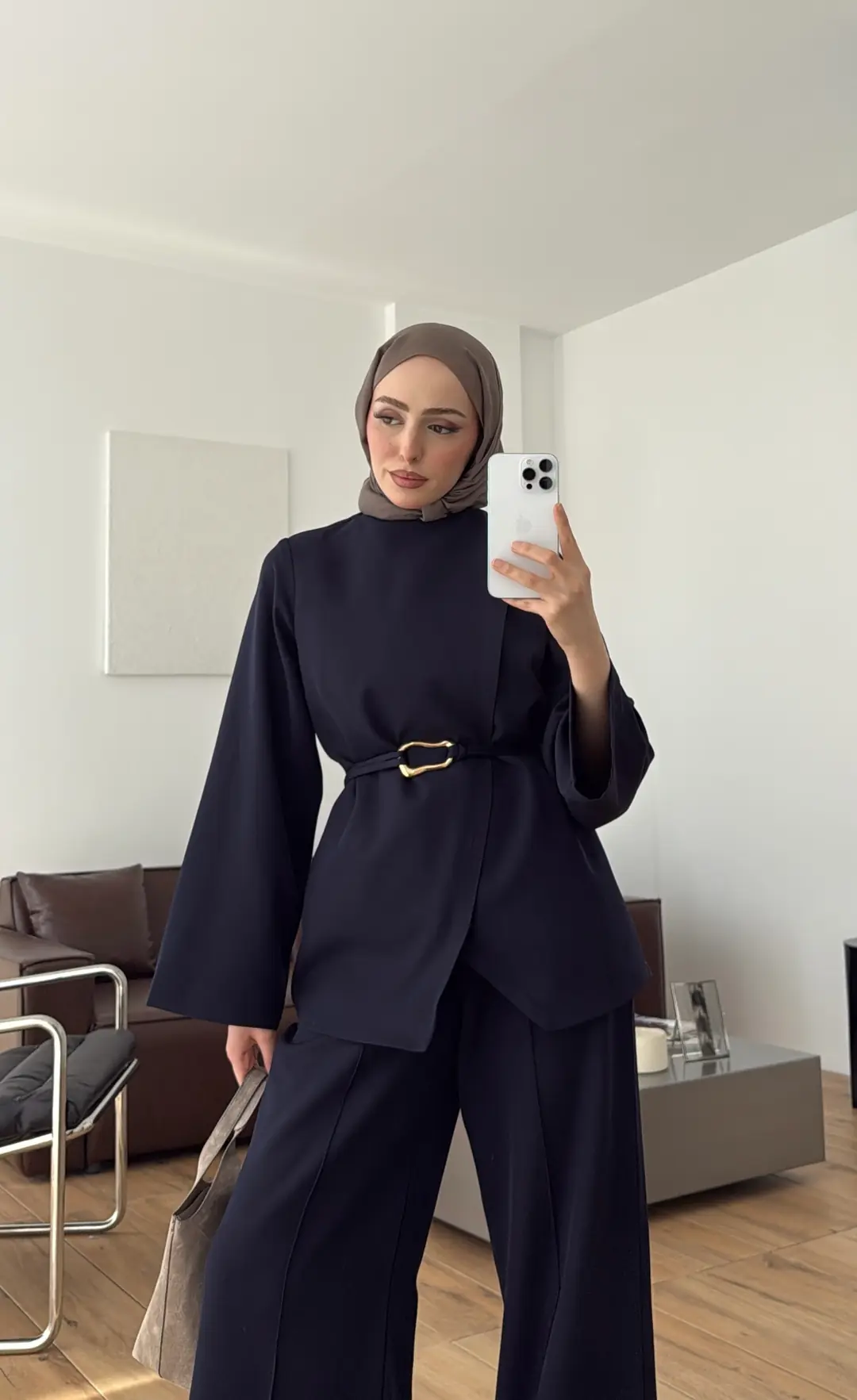 Ön Detaylı Pantolon Takım Lacivert