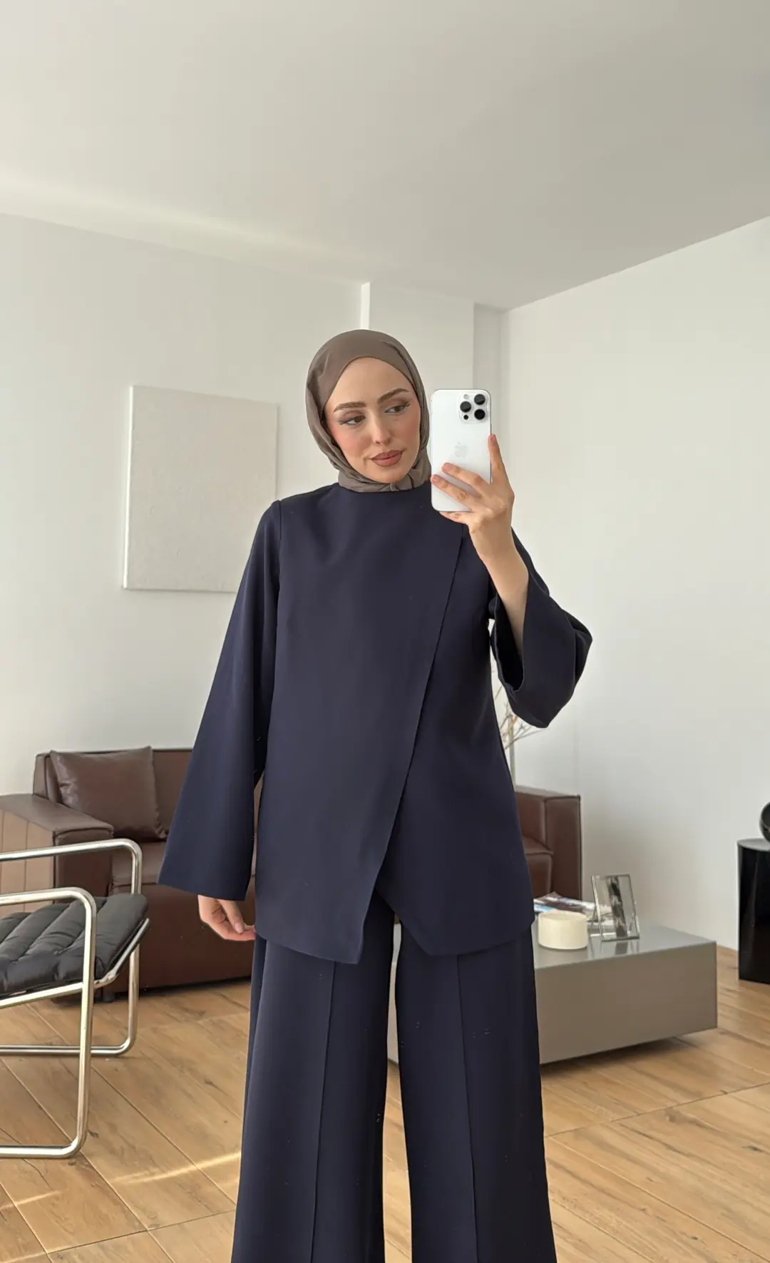Ön Detaylı Pantolon Takım Lacivert